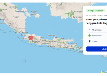Titik Lokasi Gempa Bumi di Kota Bogor - Tangkapan Layar/Situs Resmi BMKG