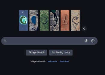 Doodle Google Hari Bumi 2025 - Airbus, Data SIO, NOAA, Landsat / Corpernicus, Survei Geologi AS (Tangkapan Layar Intiporia)