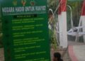 Papan peringatan di Jembatan Gantung Pongpet di Pangandaran yang dipasang untuk memperhatikan keselamatan (dok TNI AD) via Detik